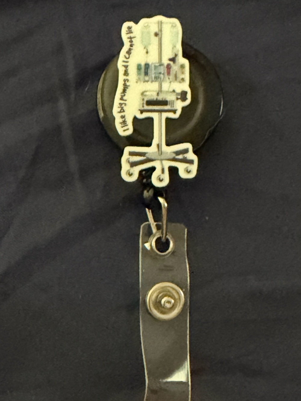 Black and White Badge Reel ID Holder with Medical Cart Graphic